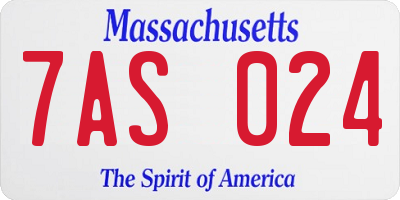 MA license plate 7AS024