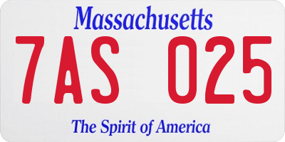MA license plate 7AS025