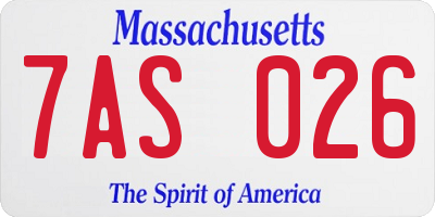 MA license plate 7AS026