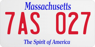 MA license plate 7AS027