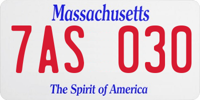 MA license plate 7AS030