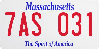 MA license plate 7AS031