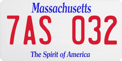MA license plate 7AS032