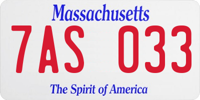 MA license plate 7AS033