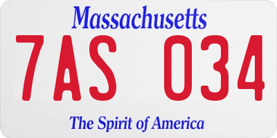 MA license plate 7AS034