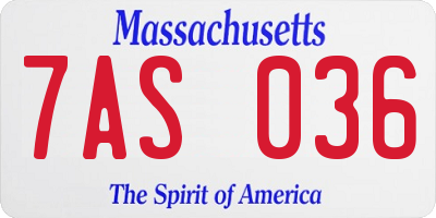 MA license plate 7AS036