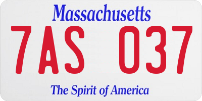 MA license plate 7AS037