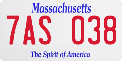 MA license plate 7AS038