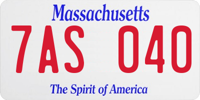MA license plate 7AS040