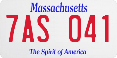MA license plate 7AS041