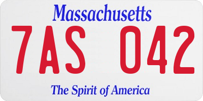 MA license plate 7AS042