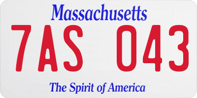 MA license plate 7AS043
