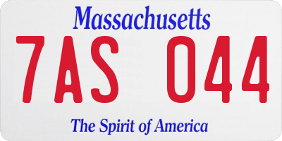 MA license plate 7AS044