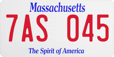 MA license plate 7AS045