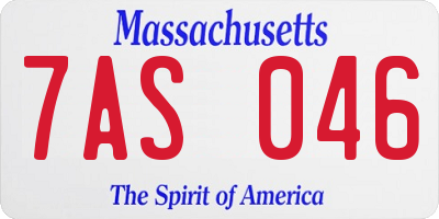 MA license plate 7AS046
