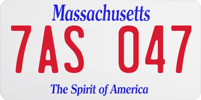 MA license plate 7AS047