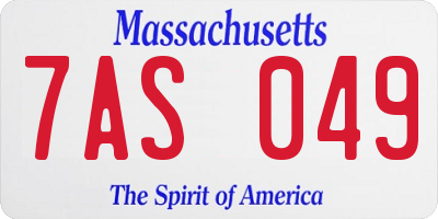 MA license plate 7AS049