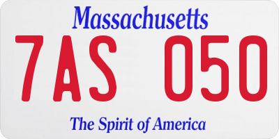 MA license plate 7AS050