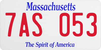 MA license plate 7AS053