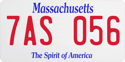 MA license plate 7AS056