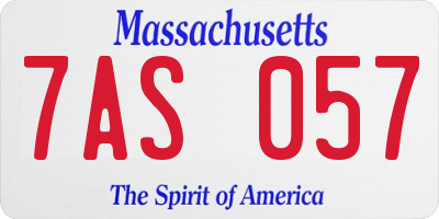 MA license plate 7AS057