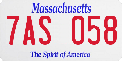 MA license plate 7AS058