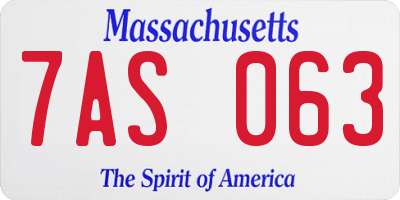 MA license plate 7AS063