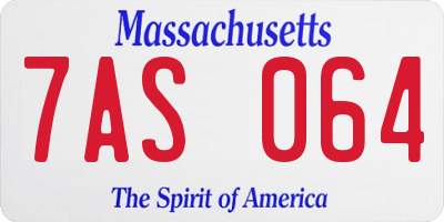 MA license plate 7AS064