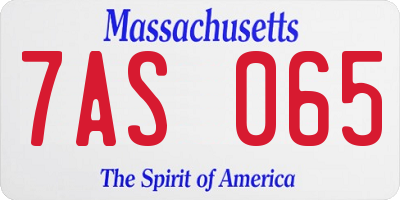 MA license plate 7AS065