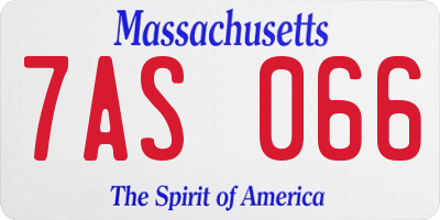 MA license plate 7AS066
