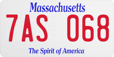 MA license plate 7AS068