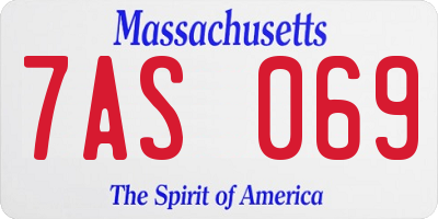 MA license plate 7AS069