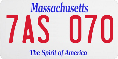 MA license plate 7AS070