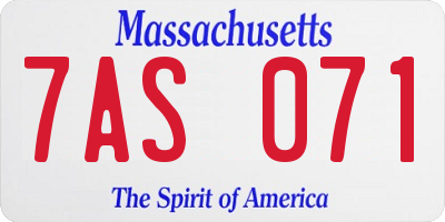 MA license plate 7AS071