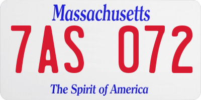 MA license plate 7AS072