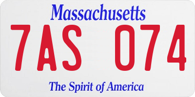 MA license plate 7AS074