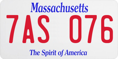 MA license plate 7AS076