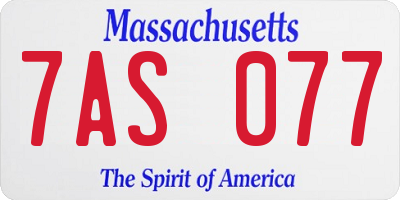 MA license plate 7AS077