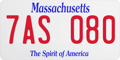 MA license plate 7AS080