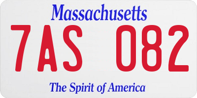 MA license plate 7AS082