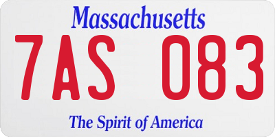 MA license plate 7AS083