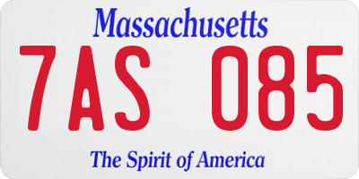 MA license plate 7AS085