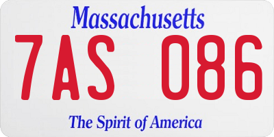 MA license plate 7AS086