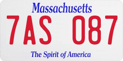 MA license plate 7AS087