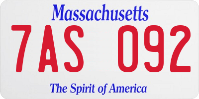 MA license plate 7AS092