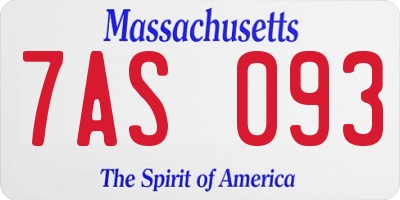 MA license plate 7AS093