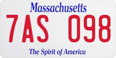 MA license plate 7AS098