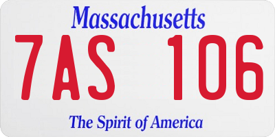 MA license plate 7AS106