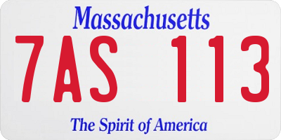 MA license plate 7AS113
