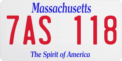 MA license plate 7AS118